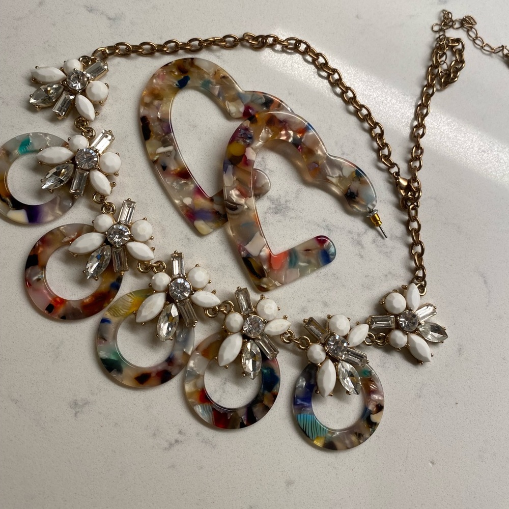 Color design print rhinestone neck set